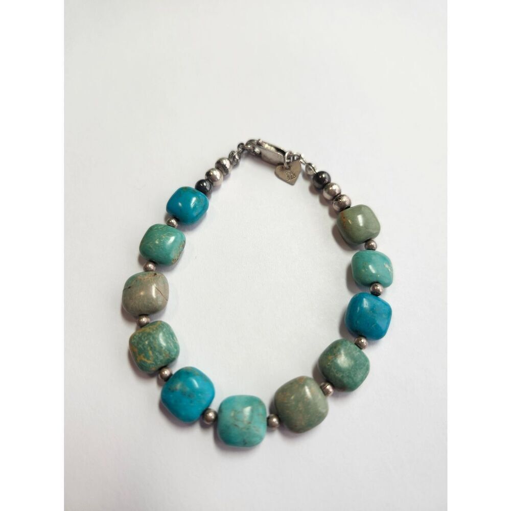 Jay King Sterling 925 Turquoise Beaded Women's Bracelet - Blue-Green Stone
